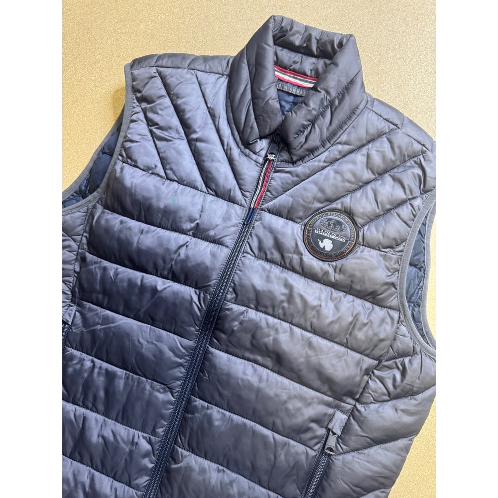 Napapijri Mens Aerons Quilted Puffer Vest Gilet Charcoal Grey Size M